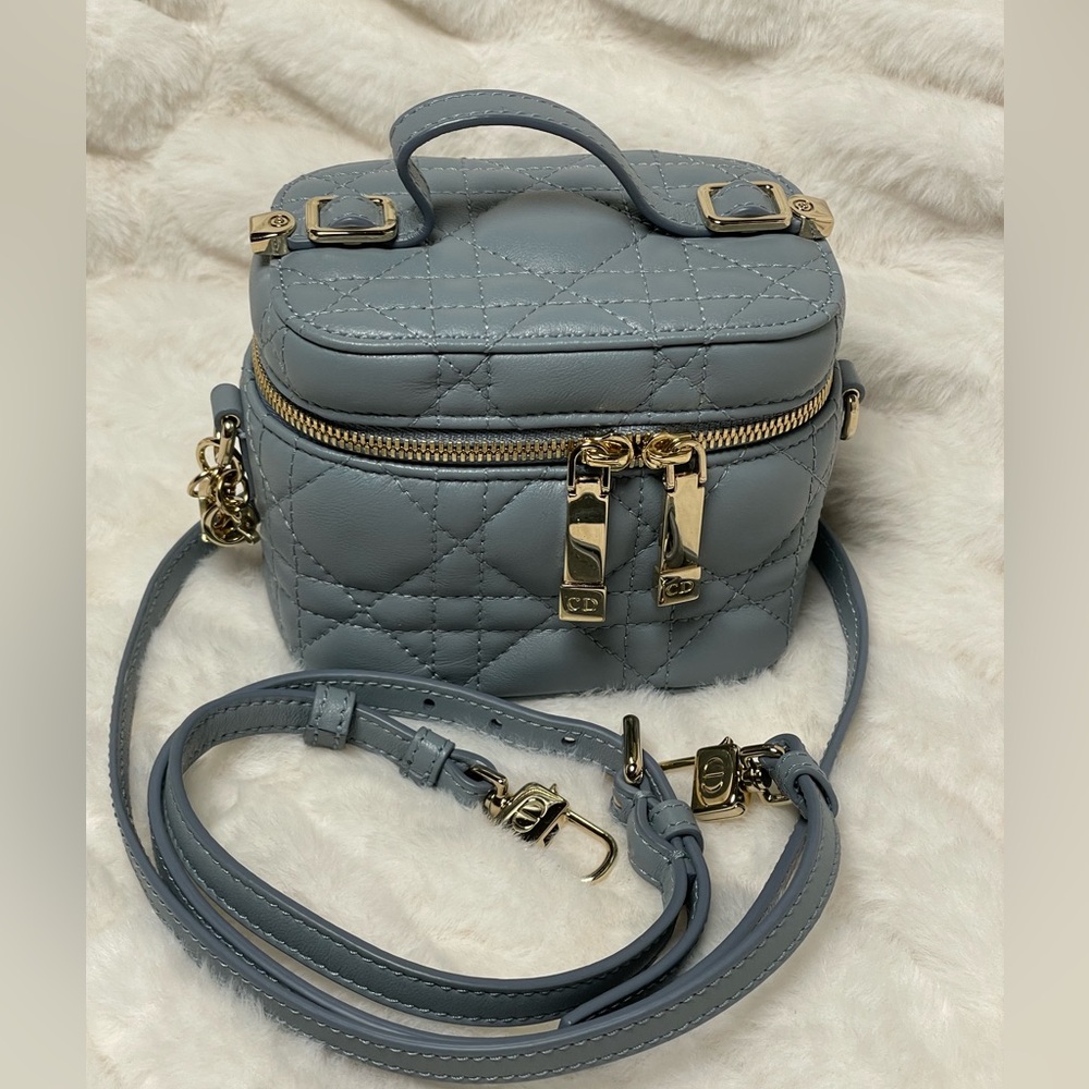 DIOR MINI VANITY WITH CROSSBODY STRAP SMALL IN SEA BLUE - Picture 9 of 16
